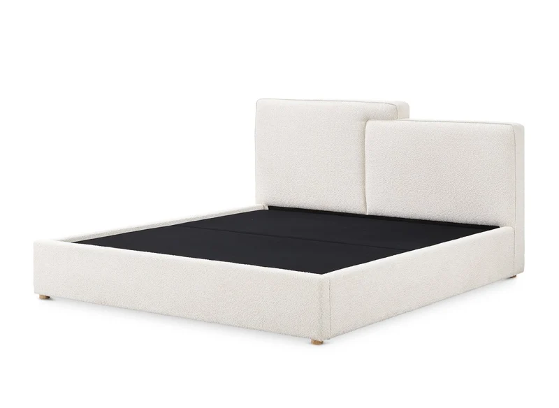 Lit coffre en tissu bouclette beige 180x200 cm ZELIA