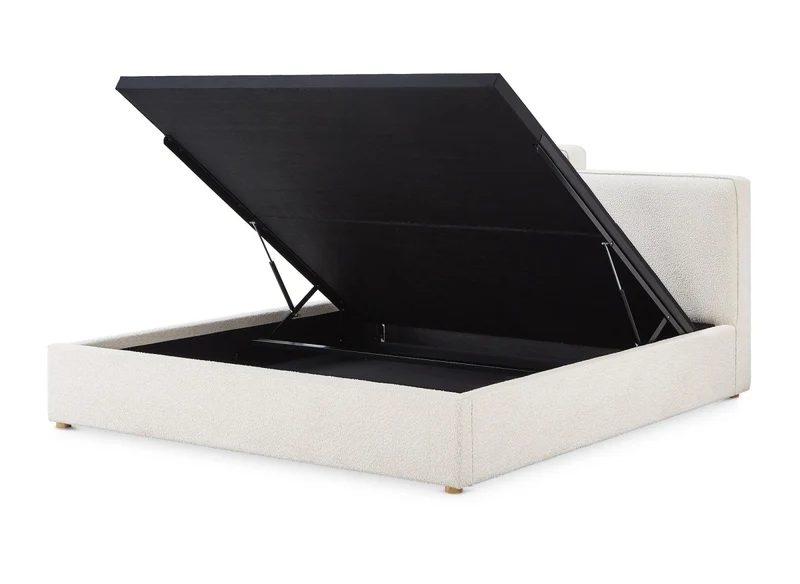 Lit coffre en tissu bouclette beige 180x200 cm ZELIA