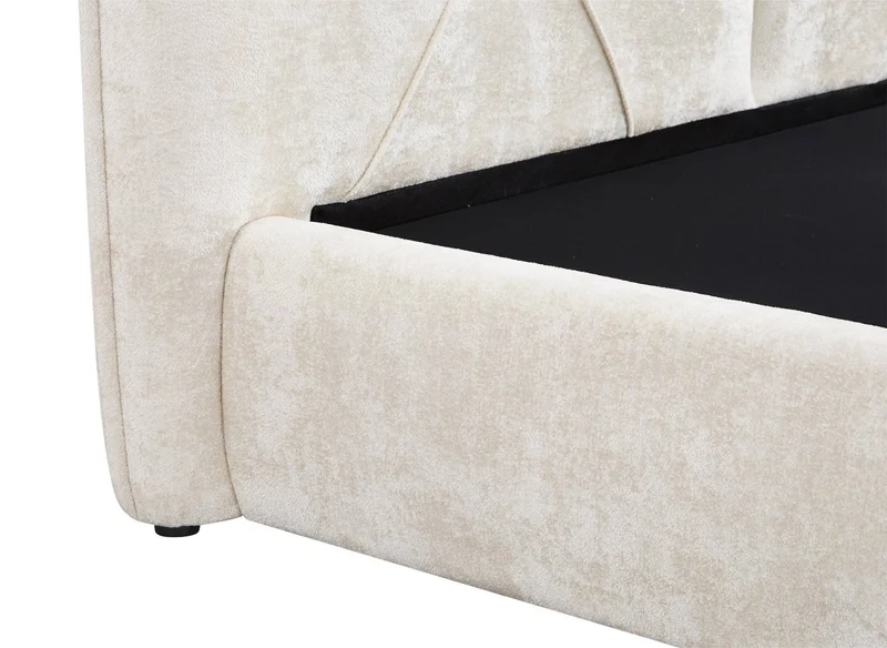 Lit coffre en tissu bouclette doux beige 140x190 cm NOAH