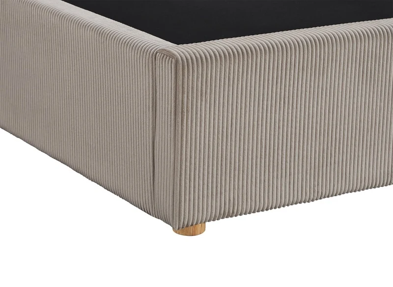 Lit coffre en velours côtelé taupe 160x200 cm ZELIA