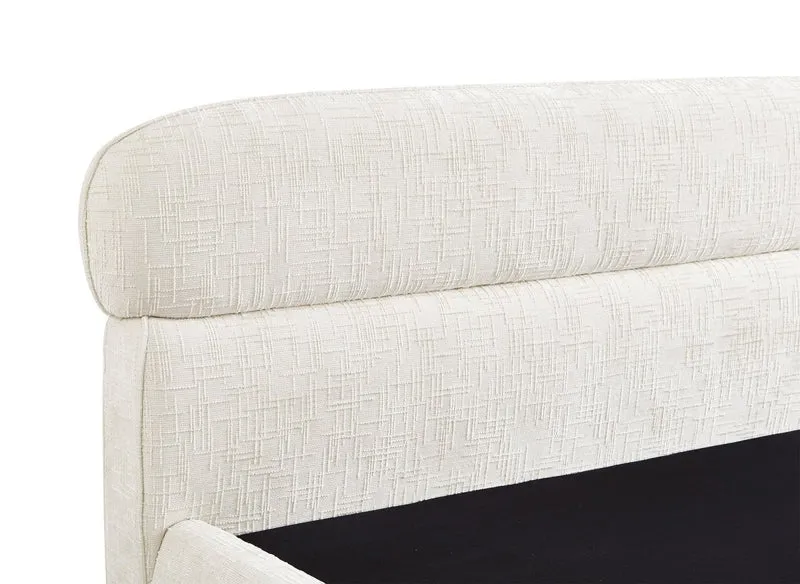 Lit coffre en velours chiné beige 180x200cm MELO