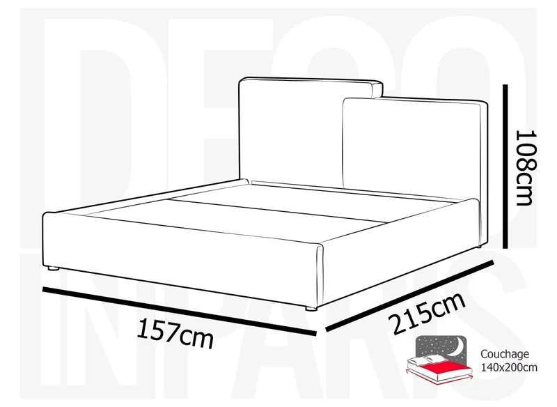 Lit coffre en tissu bouclette beige 140x190 cm ZELIA