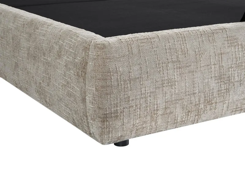Lit coffre en velours chiné taupe 140x190 cm MILENA