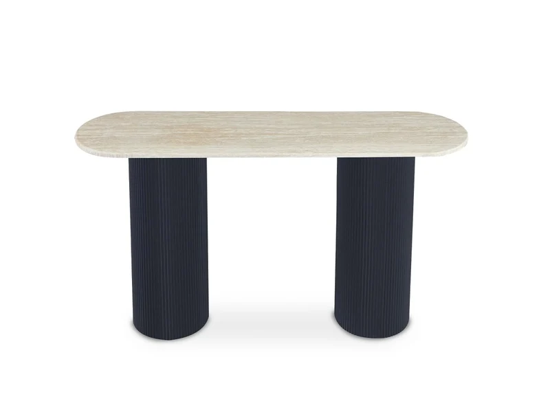 Console en marbre composite beige pieds noir DHARA BLACK