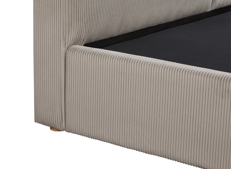 Lit coffre en velours côtelé taupe 180x200 cm ZELIA
