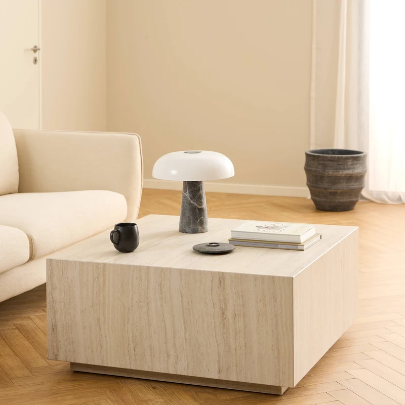 Table basse Mina effet travertin