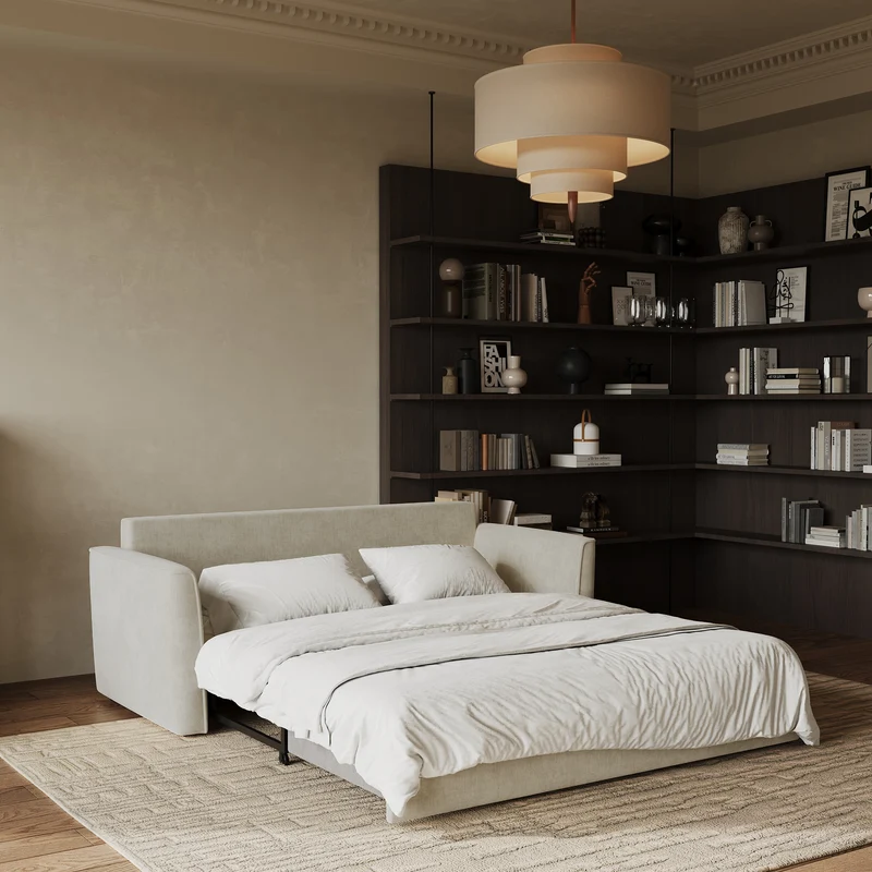 Canapé convertible 3 places LUXO tissu tramé touché doux