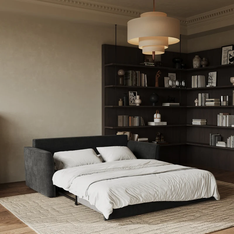 Canapé convertible 3 places LUXO tissu tramé touché doux