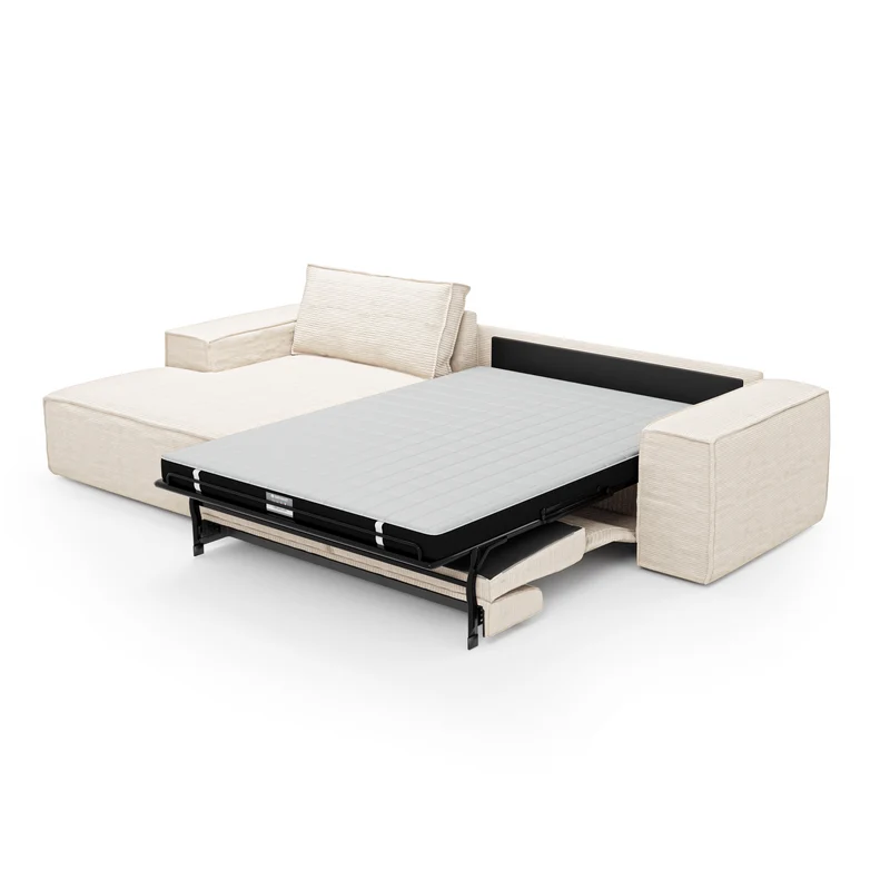 Canapé Angle Gauche convertible express matelas 140cm RUBY Velours côtelé
