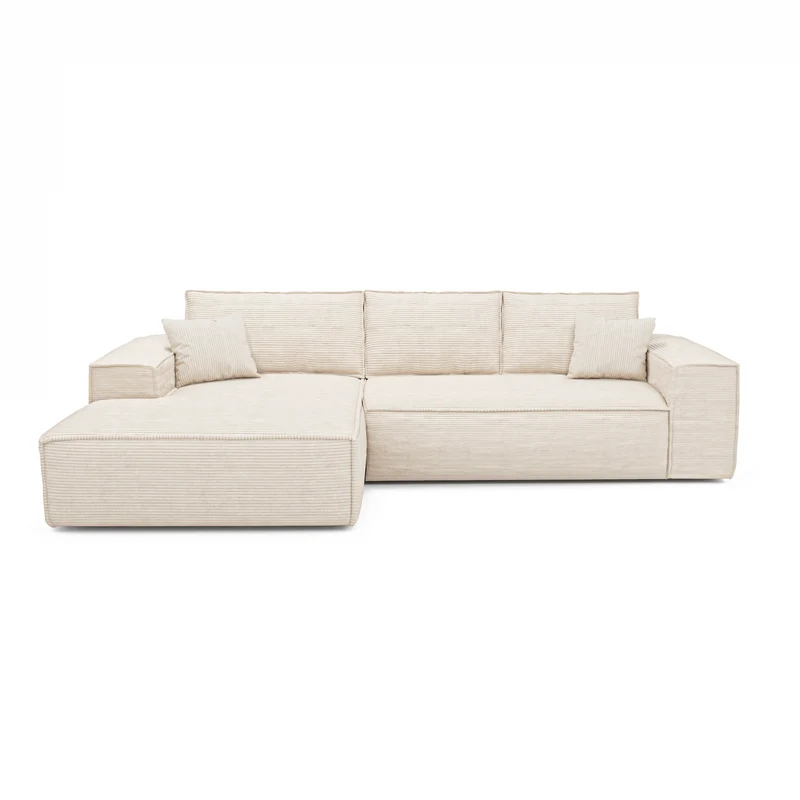Canapé Angle Gauche convertible express matelas 140cm RUBY Velours côtelé