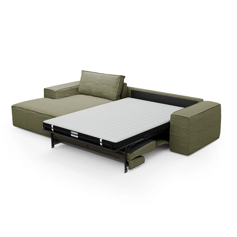 Canapé Angle Gauche convertible express matelas 140cm RUBY Velours côtelé