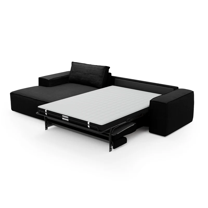 Canapé Angle Gauche convertible express matelas 140cm RUBY Velours côtelé