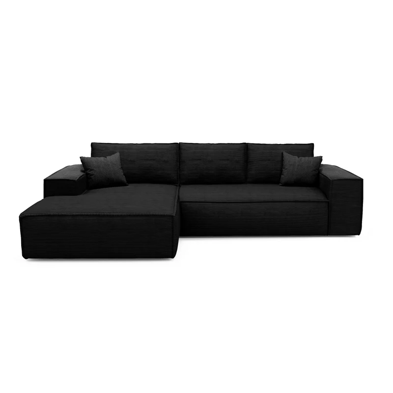 Canapé Angle Gauche convertible express matelas 140cm RUBY Velours côtelé