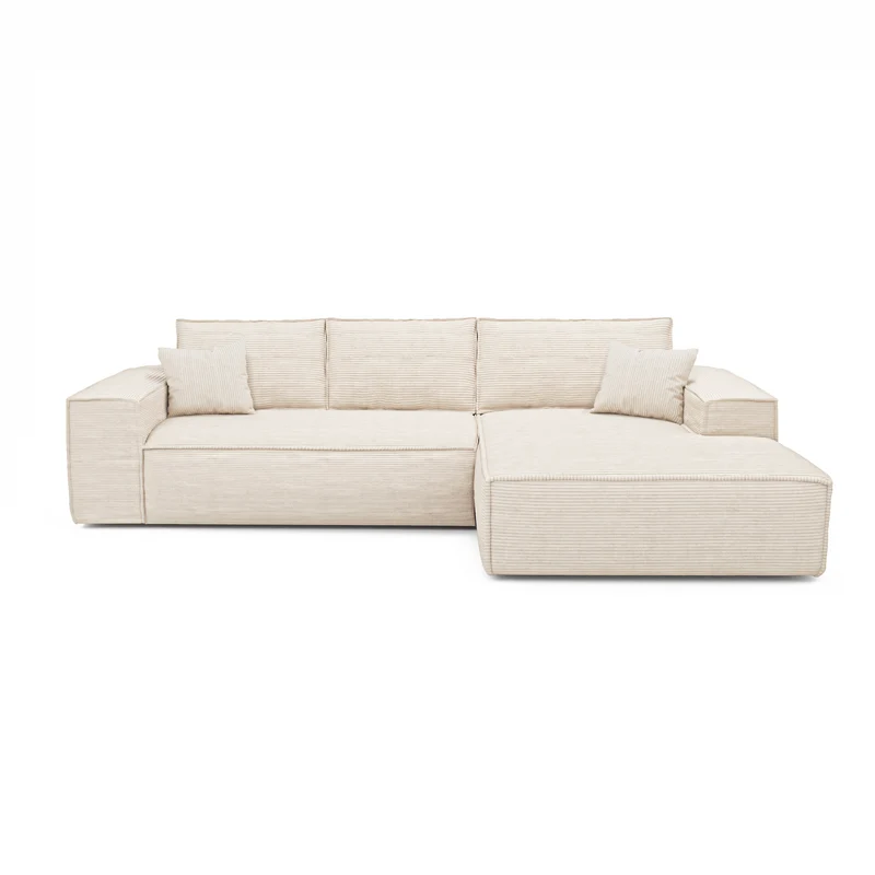 Canapé Angle Droit convertible express matelas 140cm RUBY Velours côtelé