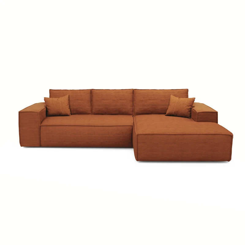 Canapé Angle Droit convertible express matelas 140cm RUBY Velours côtelé
