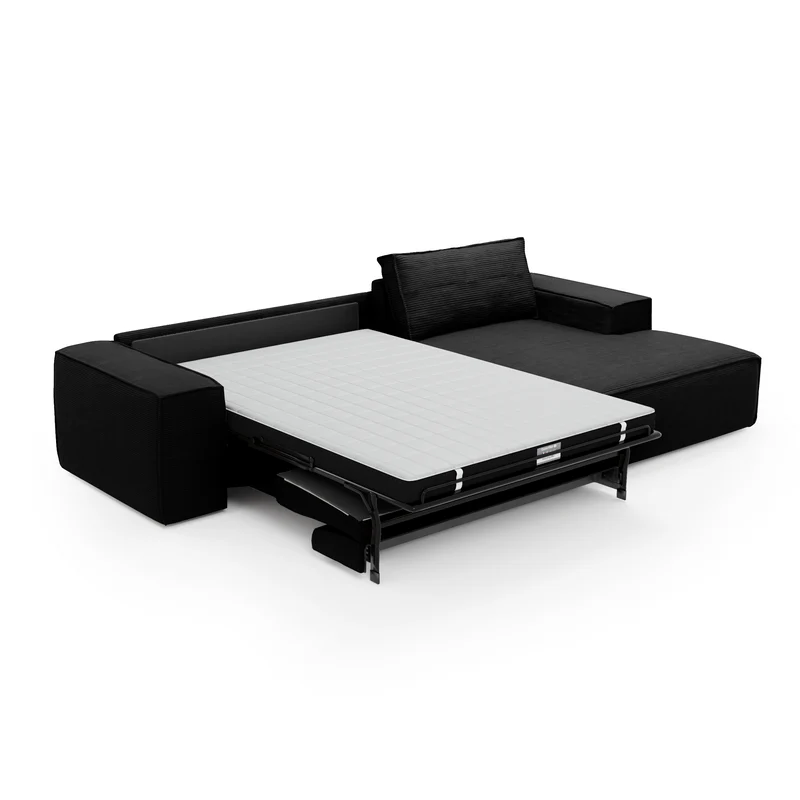 Canapé Angle Droit convertible express matelas 140cm RUBY Velours côtelé
