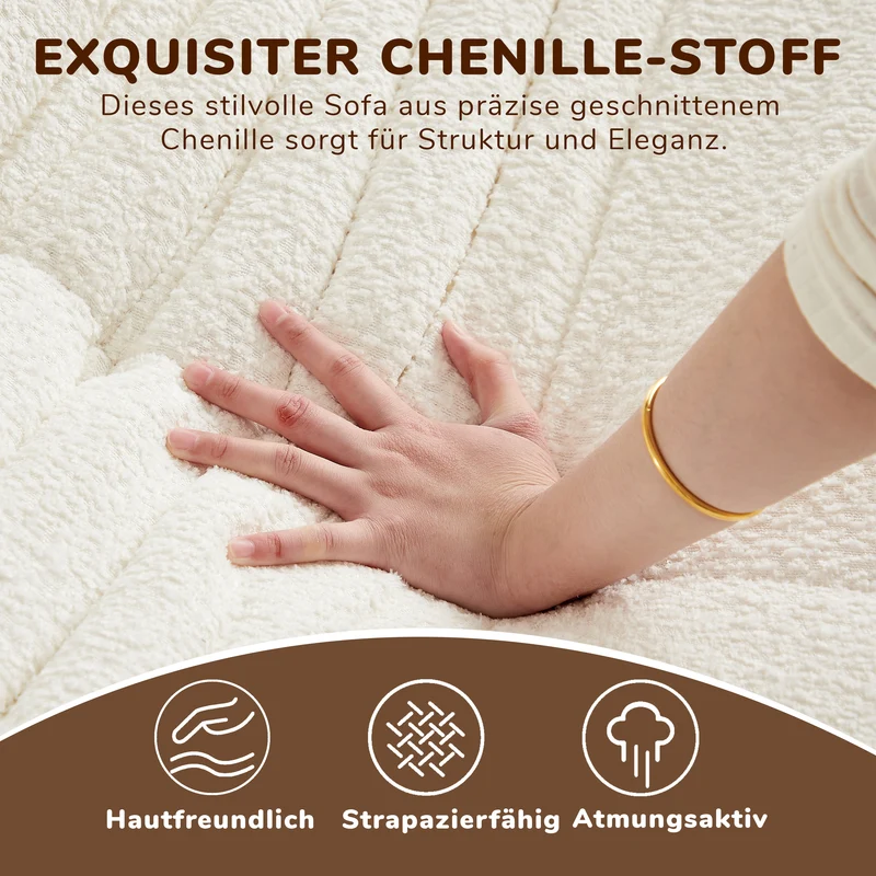 Canapé 1 places en chenille beige mousse mémoire ECHOELLE
