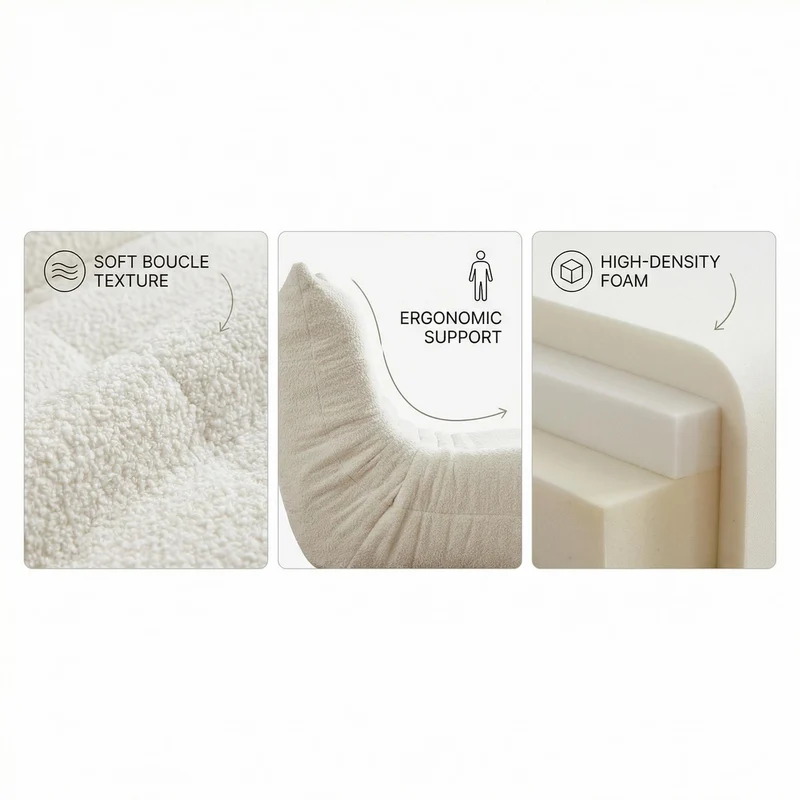 Canapé 1 places en chenille beige mousse mémoire ECHOELLE