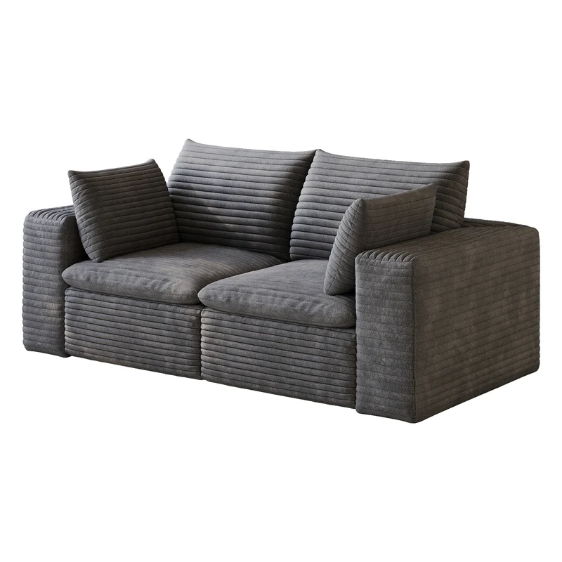 Canapé 2 places en velours côtelé gris foncé sans montage 180cm MODERNORGANIZERSET