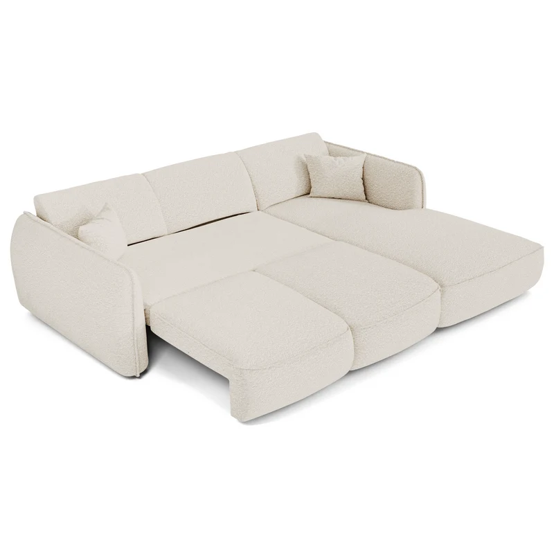 Canapé d'angle droit convertible LIAM tissu bouclette