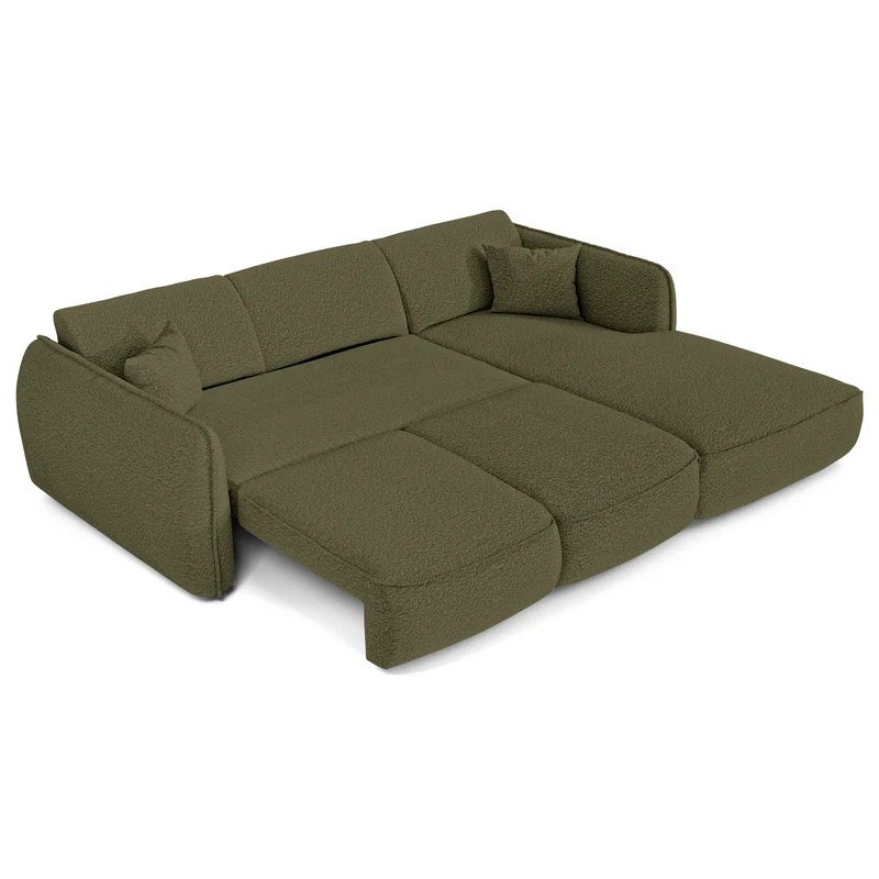 Canapé d'angle droit convertible LIAM tissu bouclette