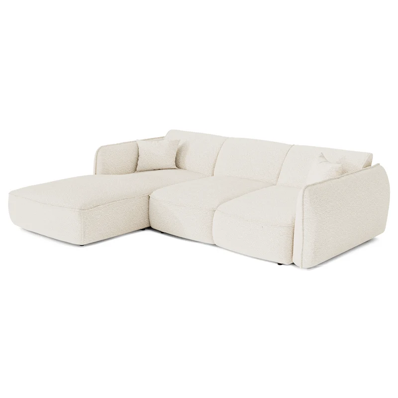 Canapé d'angle gauche convertible LIAM tissu bouclette