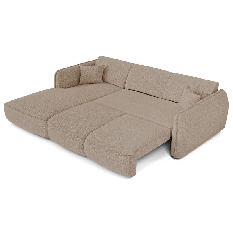 Canapé d'angle gauche convertible LIAM tissu bouclette