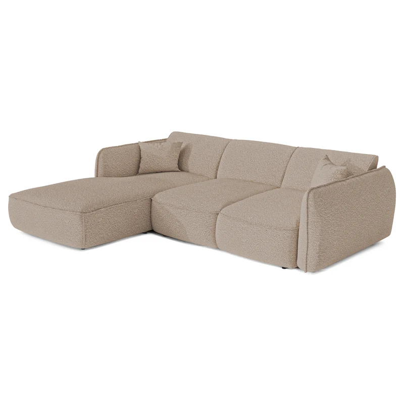 Canapé d'angle gauche convertible LIAM tissu bouclette