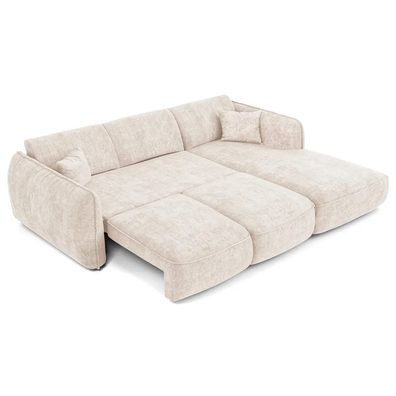 Canapé d'angle droit convertible LIAM velours tramé