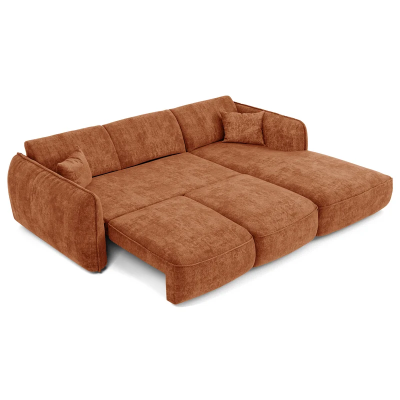 Canapé d'angle droit convertible LIAM velours tramé