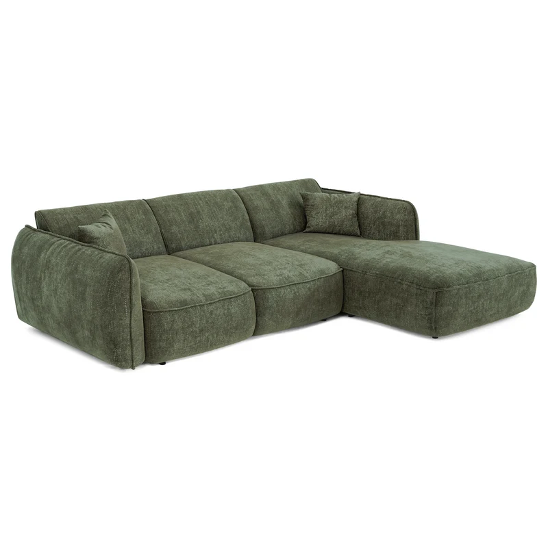 Canapé d'angle droit convertible LIAM velours tramé