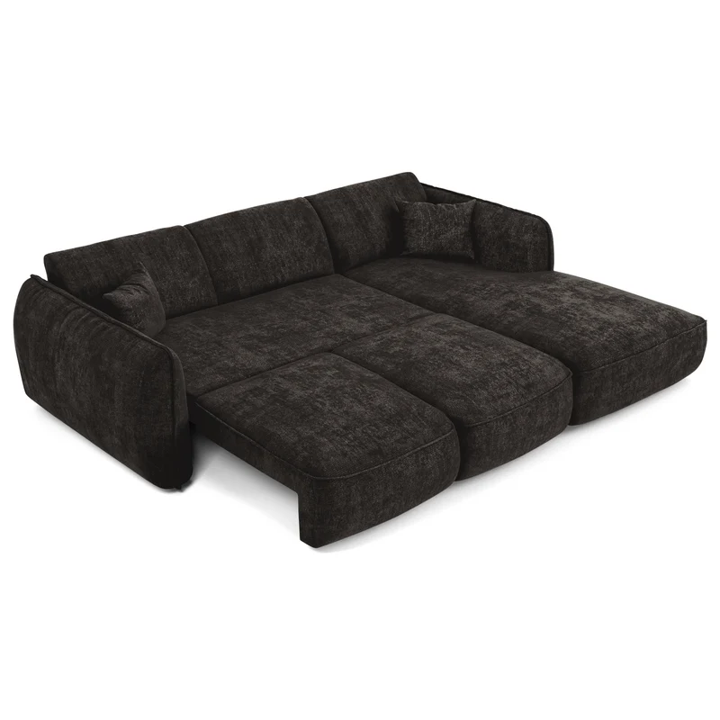 Canapé d'angle droit convertible LIAM velours tramé