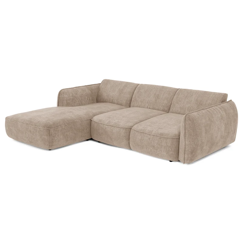 Canapé d'angle gauche convertible LIVIA velours tramé