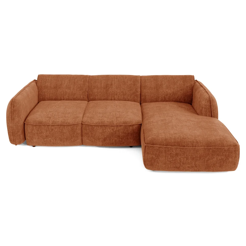 Canapé d'angle droit convertible LIVIA velours tramé