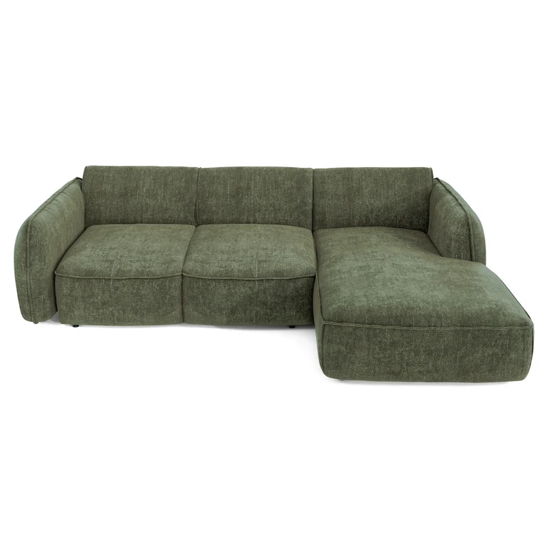 Canapé d'angle droit convertible LIVIA velours tramé