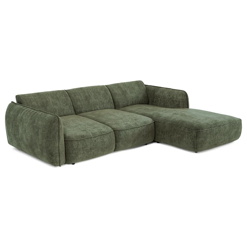 Canapé d'angle droit convertible LIVIA velours tramé