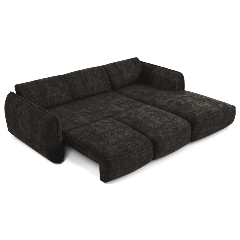 Canapé d'angle droit convertible LIVIA velours tramé