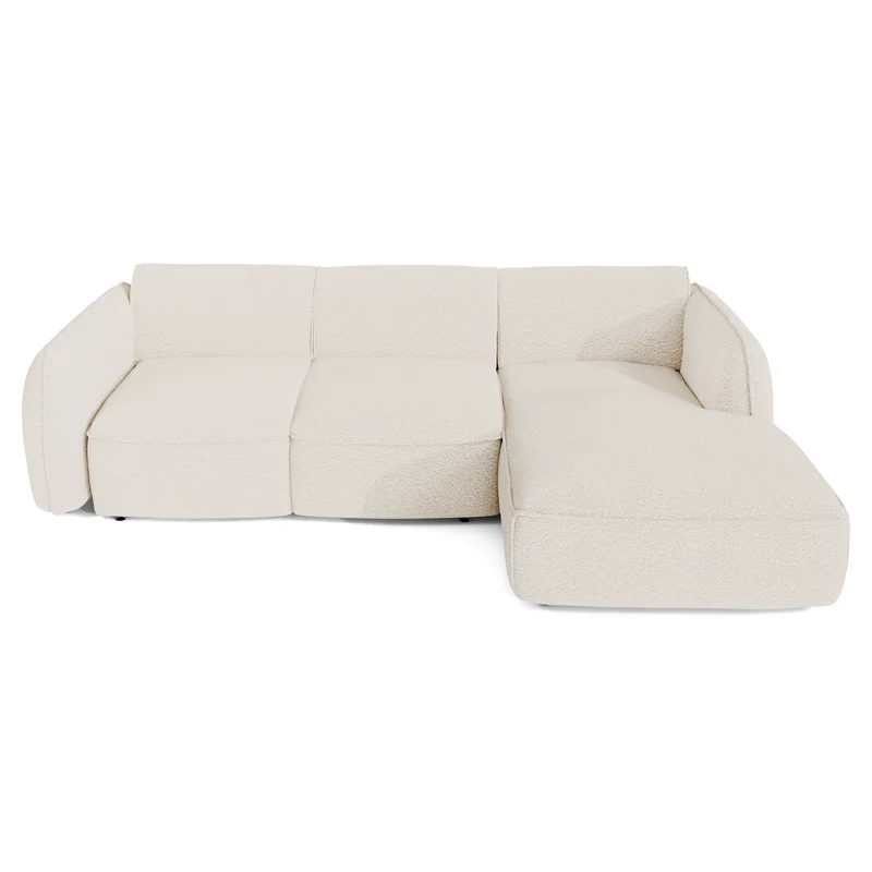 Canapé d'angle droit convertible LIVIA tissu bouclette