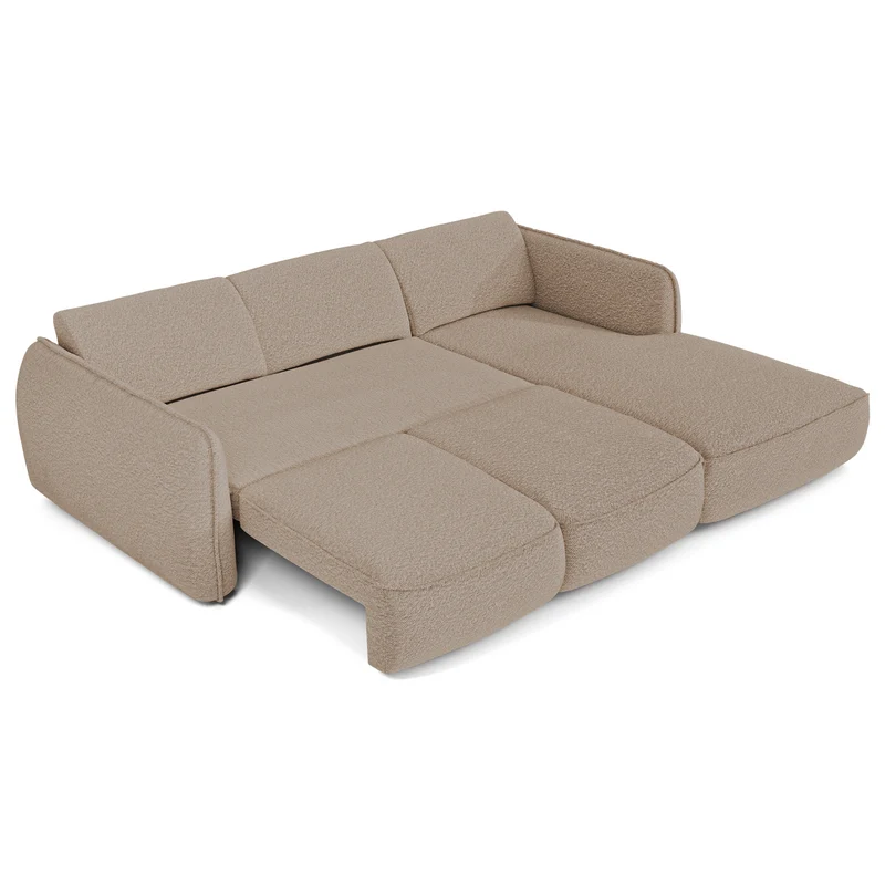 Canapé d'angle droit convertible LIVIA tissu bouclette
