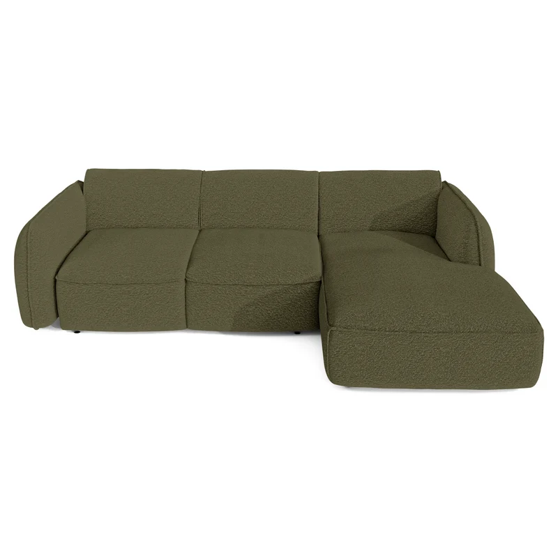 Canapé d'angle droit convertible LIVIA tissu bouclette