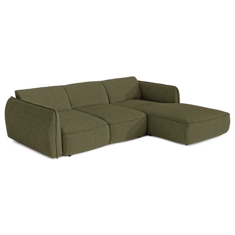 Canapé d'angle droit convertible LIVIA tissu bouclette