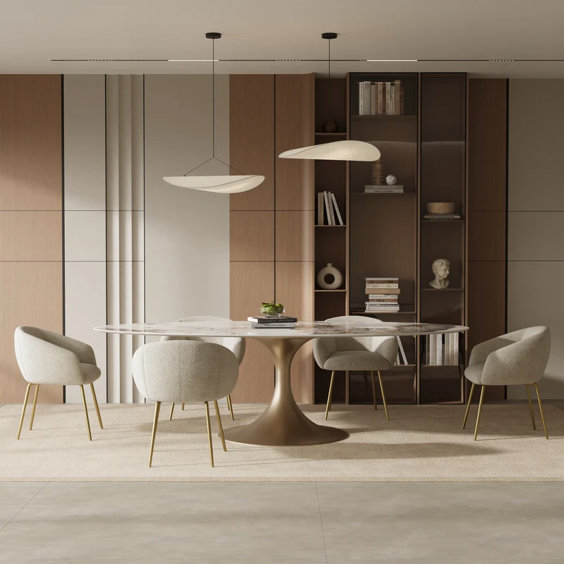 Table à manger NYMPHÉA pied doré 180cm