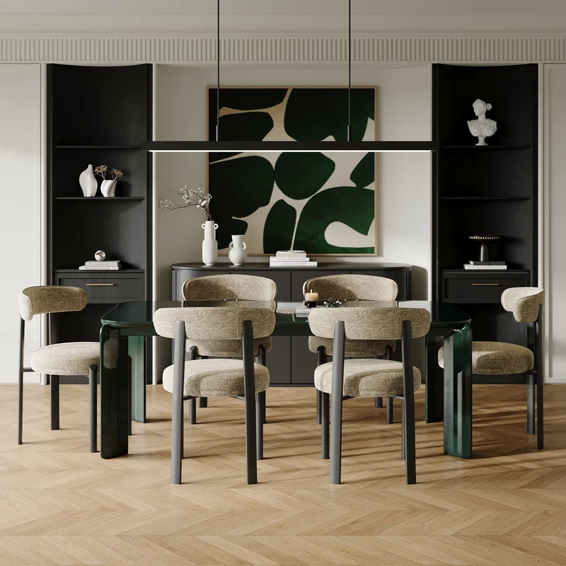 Lot de 2 chaises LINA velours tramé pieds noir