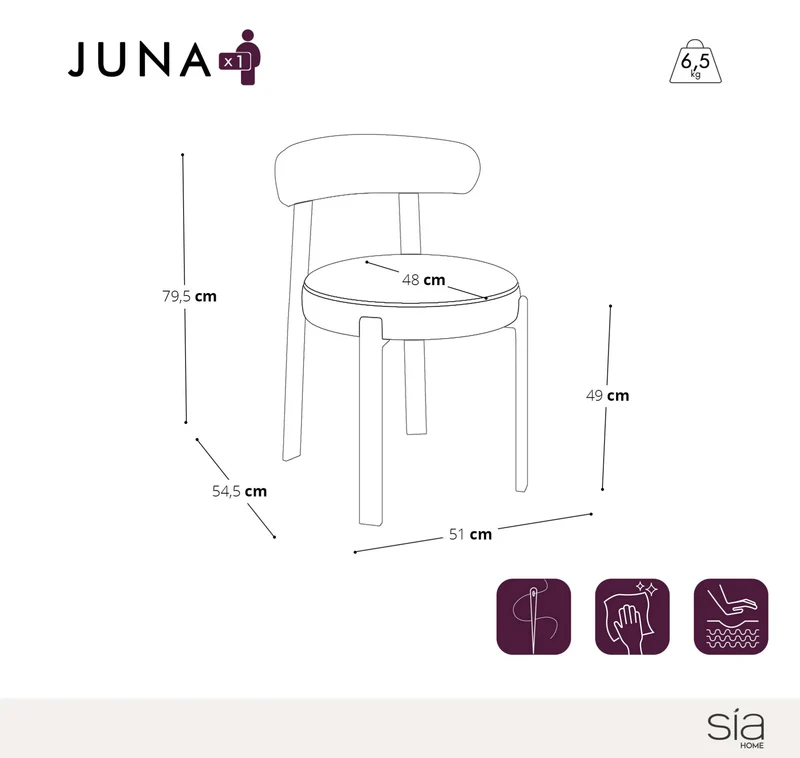 Lot de 2 chaises JUNA velours chenillé pieds noyer