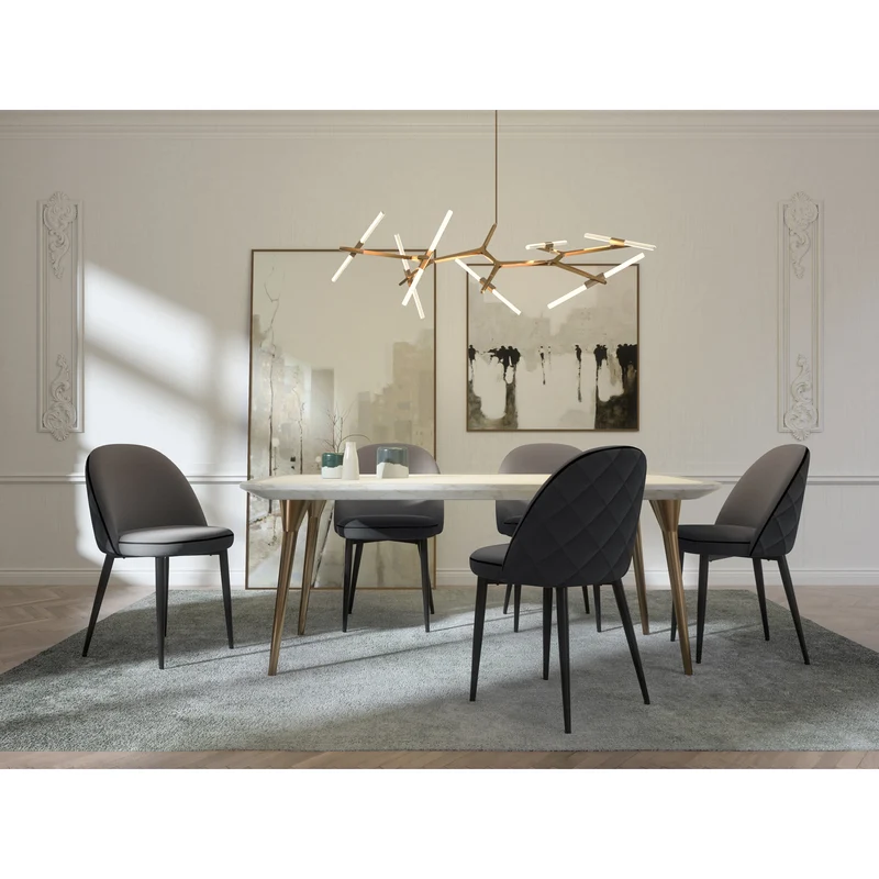 Lot de 2 Chaises Kent Tissus passepoil Pieds Noirs mat