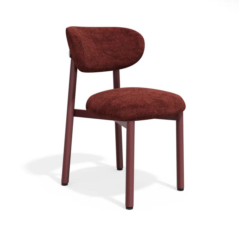 Lot de 2 chaises LUMI velours texturé pieds bordeaux