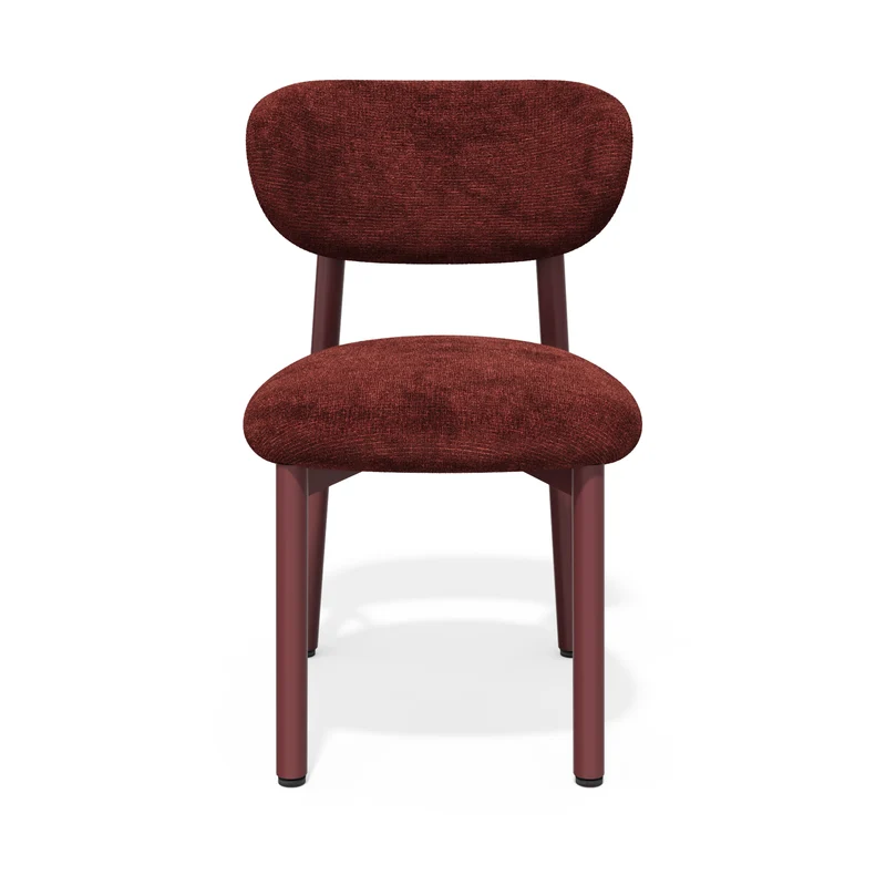 Lot de 2 chaises LUMI velours texturé pieds bordeaux