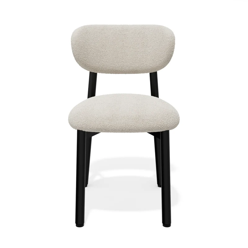 Lot de 2 chaises LUMI tissu bouclette pieds noirs