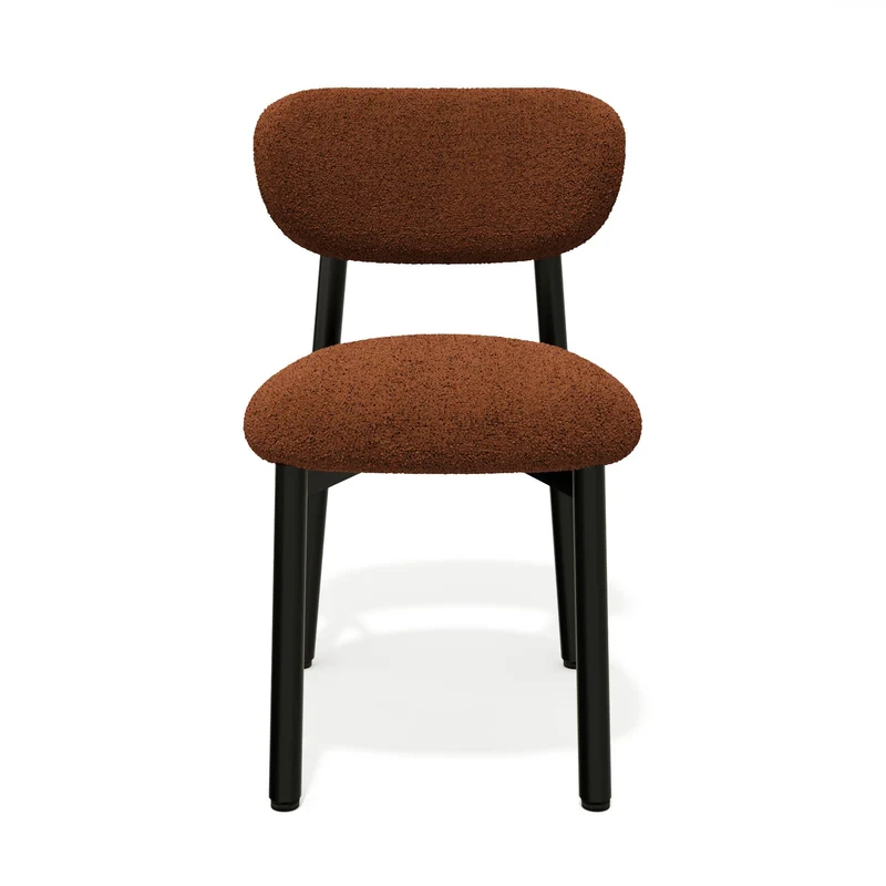 Lot de 2 chaises LUMI tissu bouclette pieds noirs
