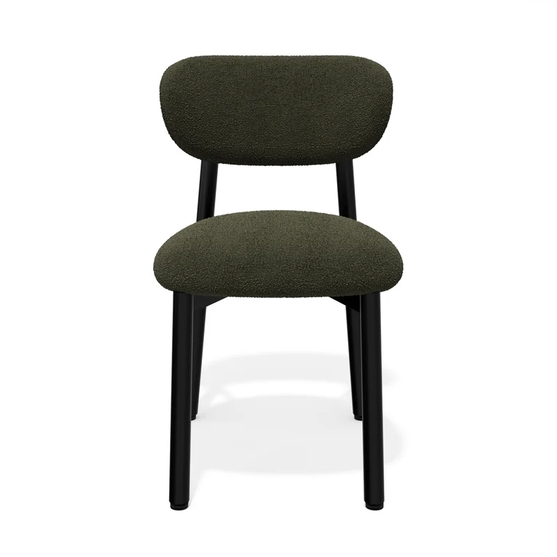Lot de 2 chaises LUMI tissu bouclette pieds noirs
